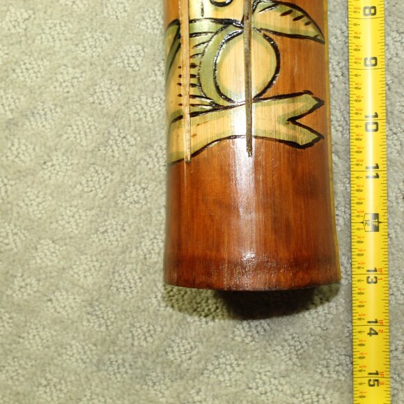 Vintage Bamboo Hand Painted H Slit Tongue Percussion Drum Cylindrical - Picture 5 of 6
